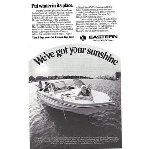 Eastern Airlines Sunshine Florida Caribbean Bahamas Boat 1970s Print Ad 9 in